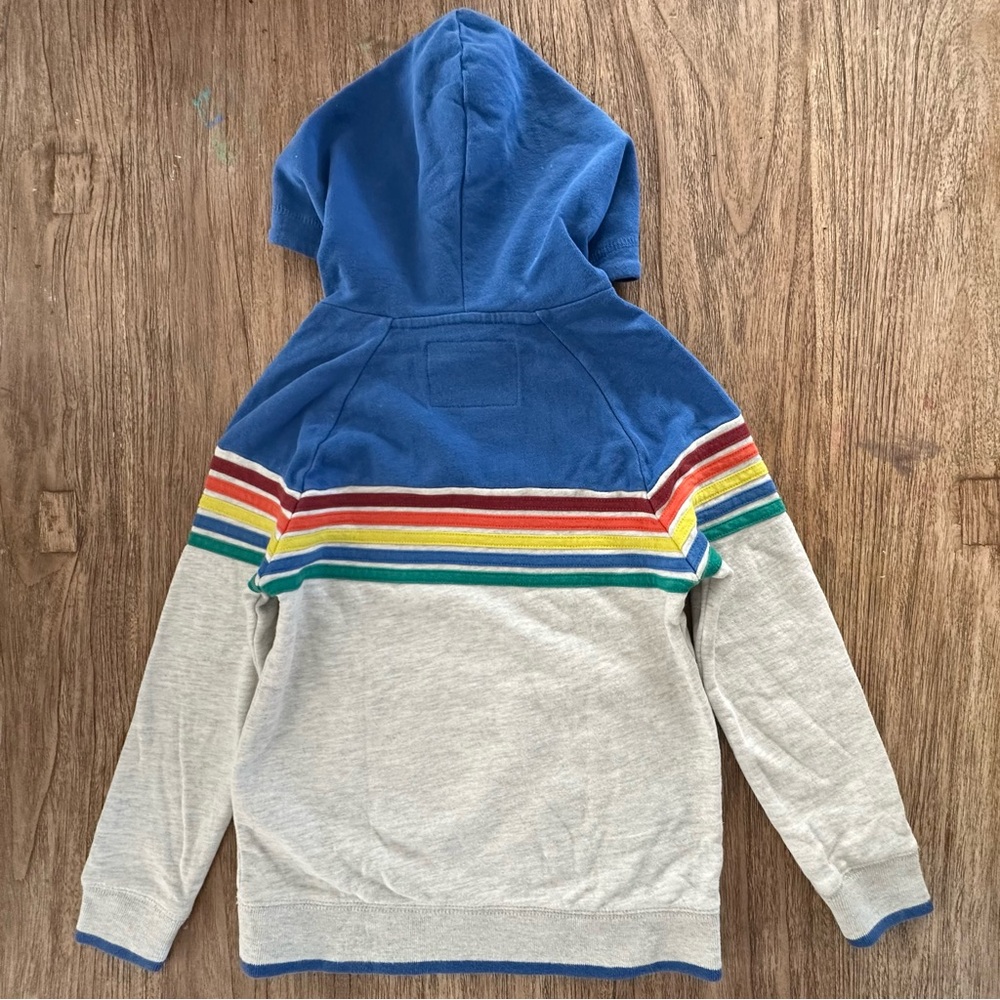Mini Boden Blue Hoodie with Multicolor Stripes - Picture 2 of 4